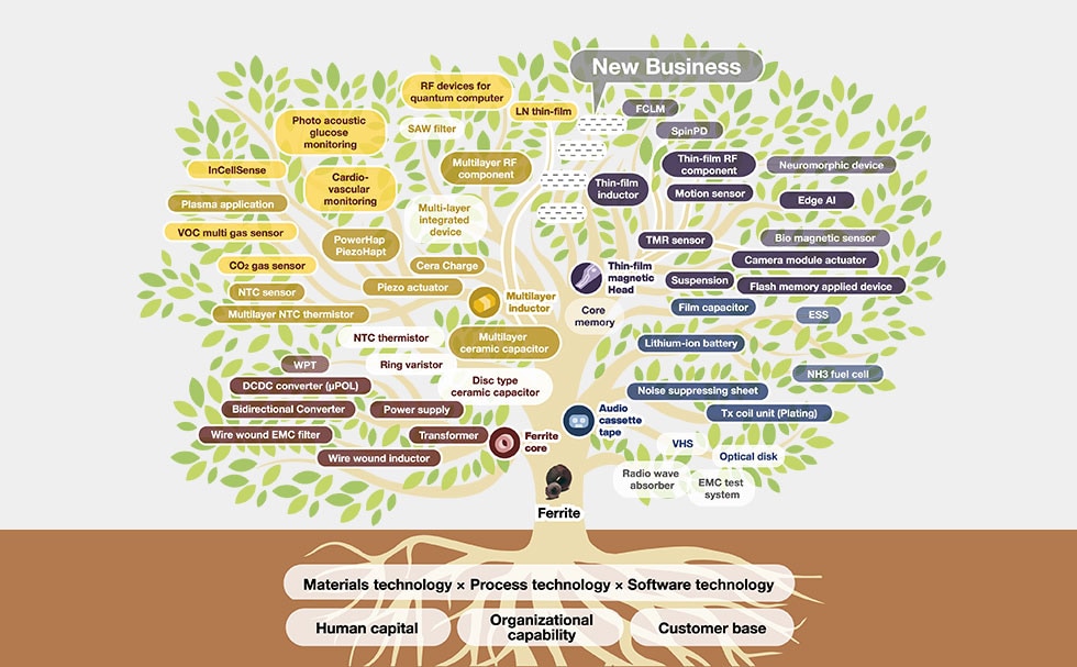 Ferrite tree representing TDK’s evolution